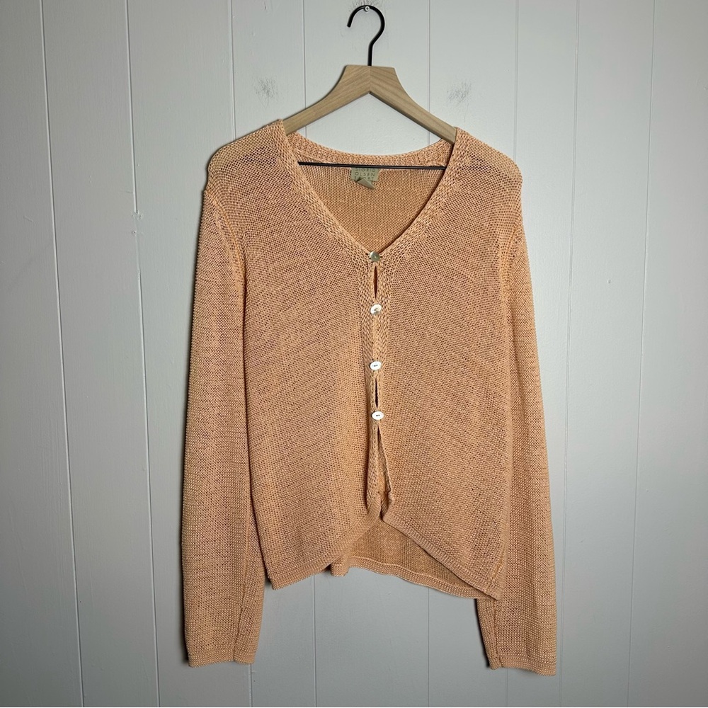 Pale Orange Fishnet Cardigan With seashell like buttons